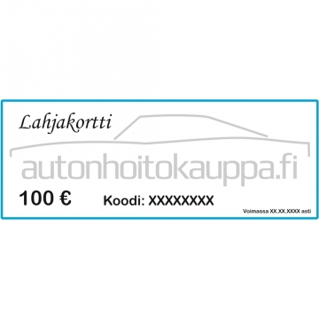 Autonhoitokauppa-lahjakortti, 100 euroa
