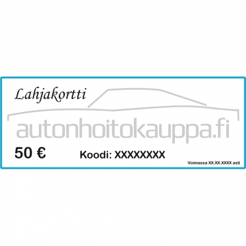 Autonhoitokauppa-lahjakortti, 50 euroa