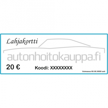 Autonhoitokauppa-lahjakortti, 20 euroa